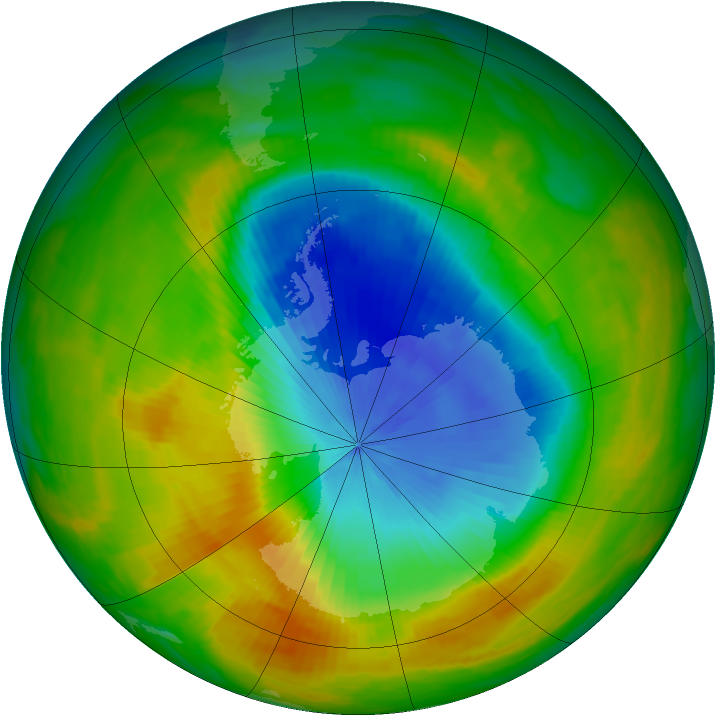 Antarctic ozone map for 07 November 1986